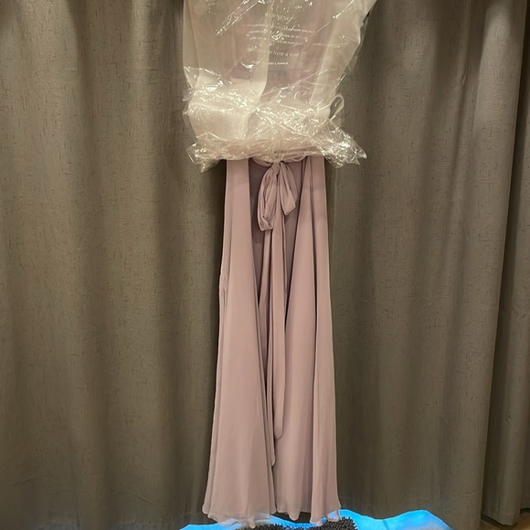 David’s Bridal Bridesmaid Gown Size 12 Iris F19831 Chiffon Suplice Tank Purple - Picture 8 of 9